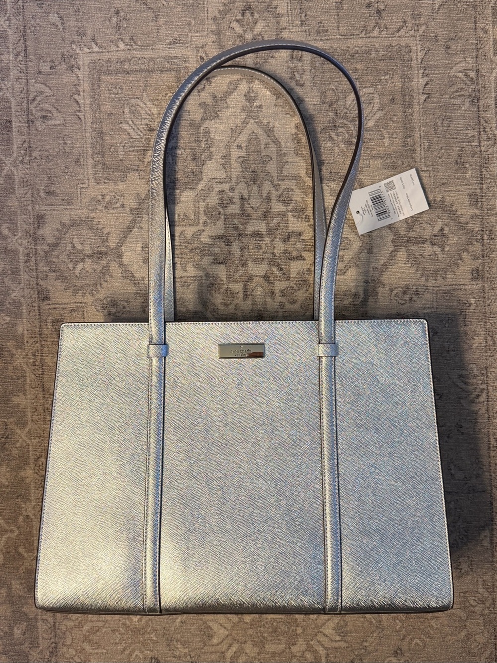 kate spade Metallic Silver Saffiano Tote